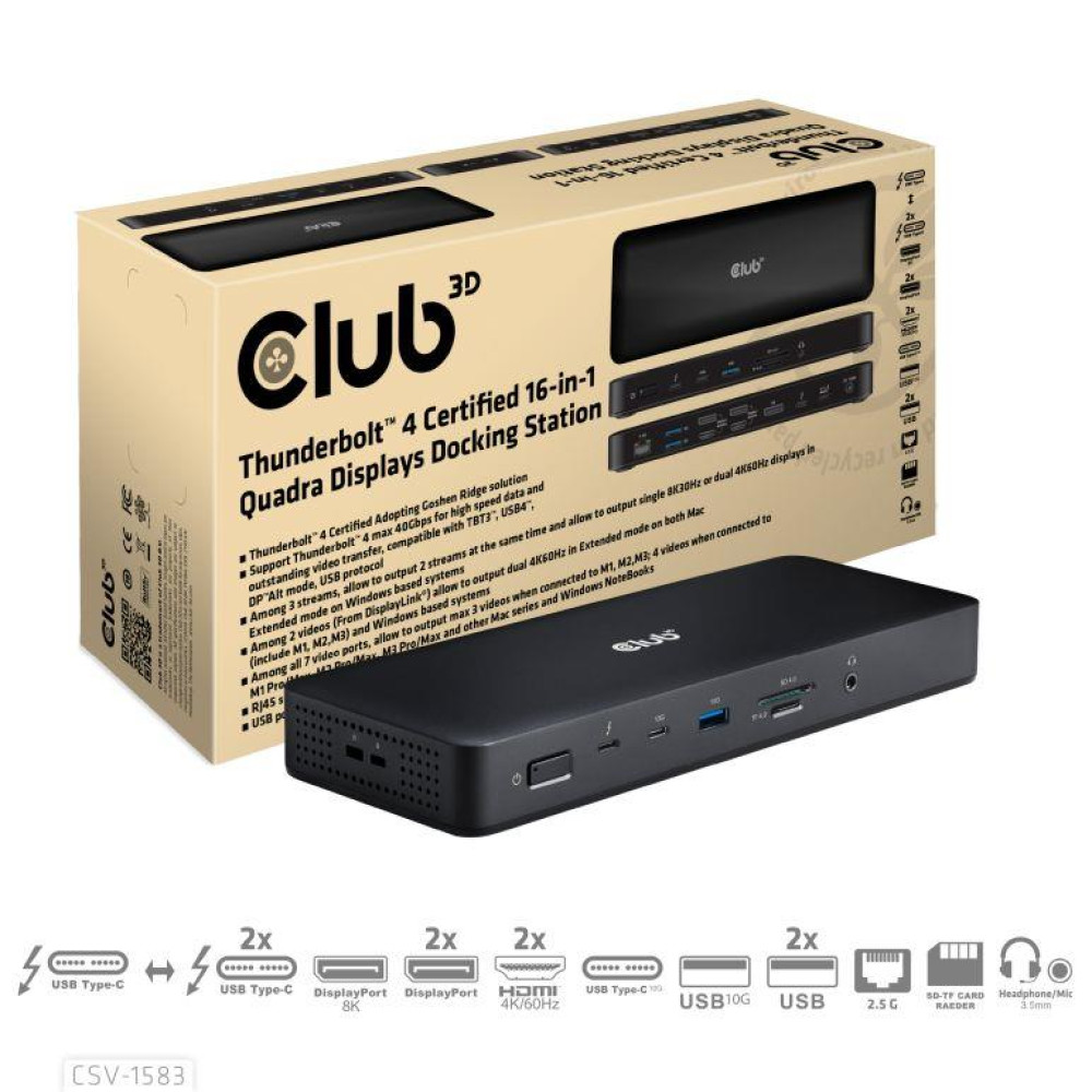 NB ACC DOCKING STATION 16IN1/THUNDERBOLT CSV-1583 CLUB3D NB ACC DOCKING STATION 16IN1/THUNDERBOLT CSV-1583 CLUB3D