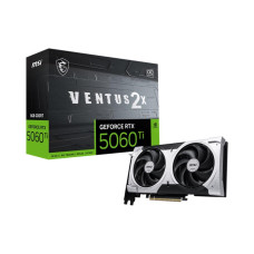 Graphics Card, MSI, NVIDIA GeForce RTX 5060 Ti, 8 GB, GDDR7, 128 bit, PCIE 5.0 16x, Dual Slot Fansink, 1xHDMI, 3xDisplayPort, 5060TI8GVENTUS2XOCPL