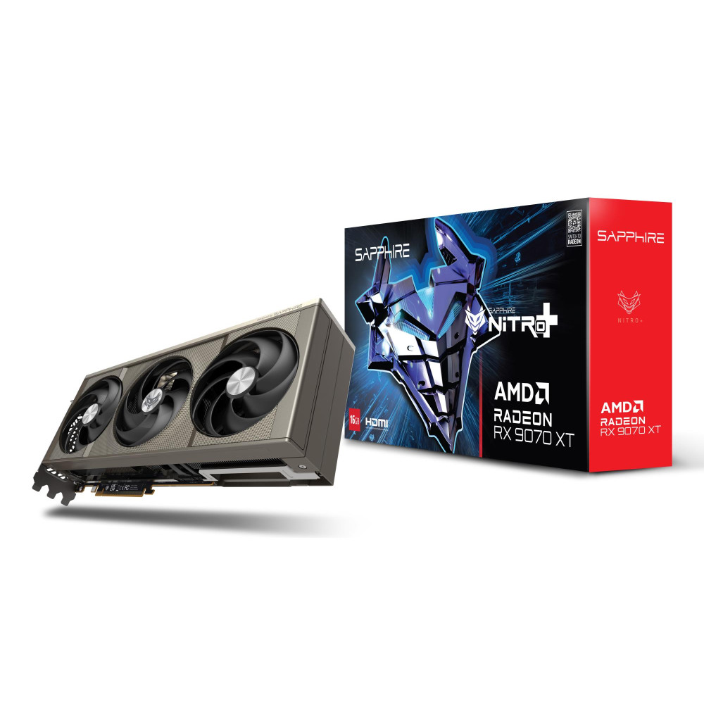 Graphics Card, SAPPHIRE, AMD Radeon RX 9070 XT, 16 GB, GDDR6, 256 bit, PCIE 5.0 16x, GPU 2520 MHz, Triple slot Fansink, 2xHDMI, 2xDisplayPort, 11348-01-20G Graphics Card, SAPPHIRE, AMD Radeon RX 9070 XT, 16 GB, GDDR6, 256 bit, PCIE 5.0 16x, GPU 2520 MHz, Triple slot Fansink, 2xHDMI, 2xDisplayPort, 11348-01-20G
