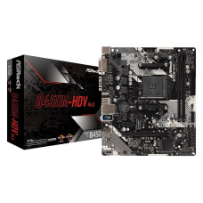Mainboard, ASROCK, AMD B450, SAM4, Micro-ATX, Memory DDR4, Memory slots 2, 1xPCI-Express 2.0 1x, 1xPCI-Express 3.0 16x, 1xM.2, 1x15pin D-sub, 1xDVI-D, 1xHDMI, 2xUSB 2.0, 4xUSB 3.1, 1xPS/2, 1xRJ45, 3xAudio port, B450M-HDVR4.0