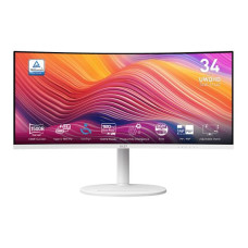LCD Monitor, MSI, MODERN MD342CQPW, 34, Business/Curved/21 : 9, Swivel, Pivot, Height adjustable, Tilt, Matte, Panel VA, 3440x1440, 21:9, 120Hz, 5 ms, Speakers, Colour White, MODERNMD342CQPW