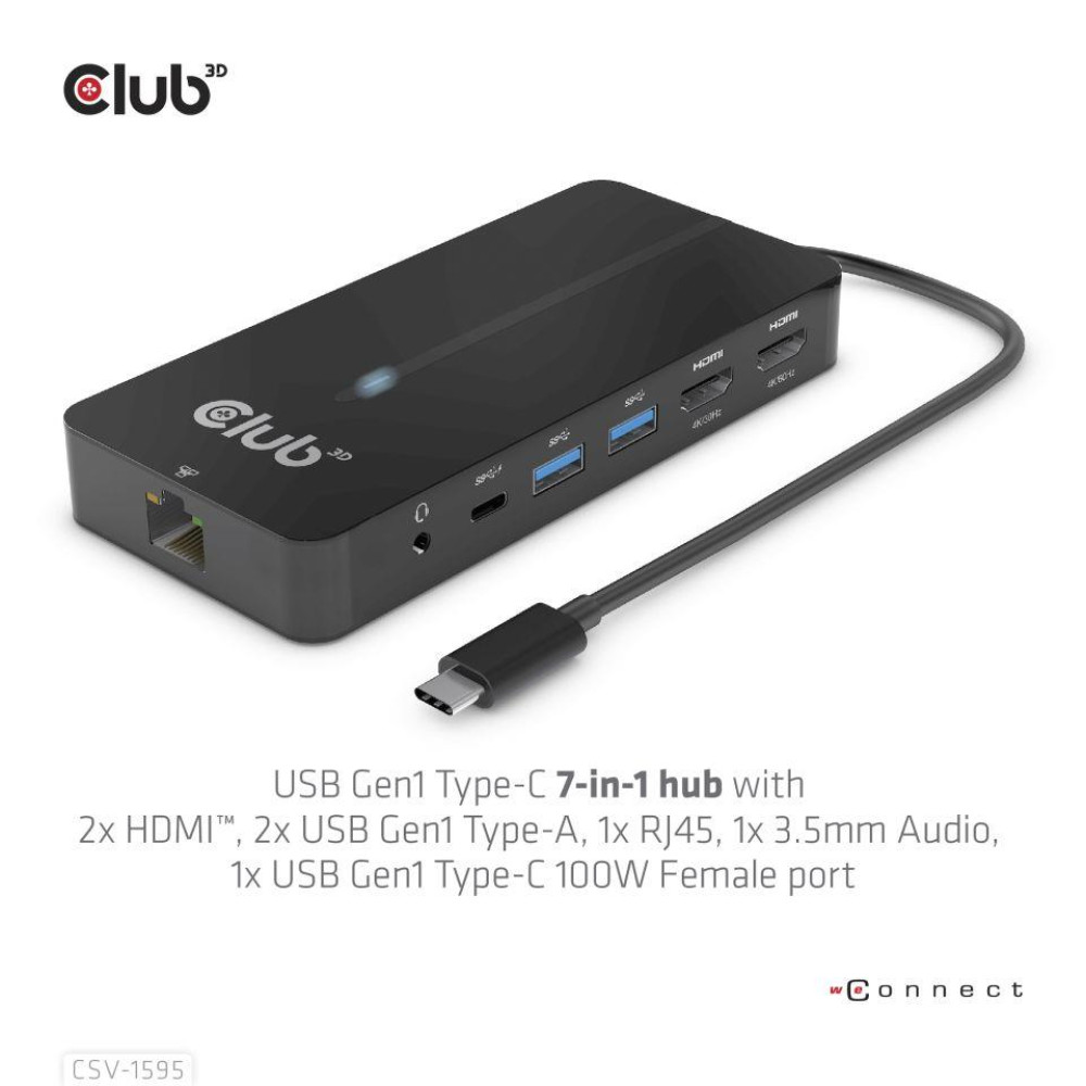I/O HUB 7IN1 USB-C/100W CSV-1595 CLUB3D I/O HUB 7IN1 USB-C/100W CSV-1595 CLUB3D
