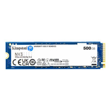 SSD, KINGSTON, NV3, 500GB, M.2, PCIE, NVMe, 3D NAND, Write speed 3000 MBytes/sec, Read speed 5000 MBytes/sec, TBW 160 TB, MTBF 200000 hours, SNV3S/500G