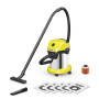 Vacuum Cleaner, KARCHER, Wet and dry vacuum cleaner WD 3 S V-17/4/20 + 4 FB, 1000 Watts, Suction power 230W, Capacity 17 l, Noise 74 dB, Yellow, Weight 4.8 kg, 1.628-152.0