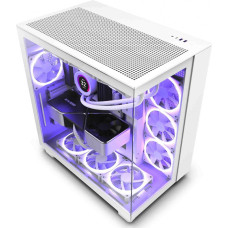 Case, NZXT, H9 FLOW, MidiTower, Case product features Transparent panel, Not included, ATX, MicroATX, MiniITX, Colour White, CM-H91FW-01