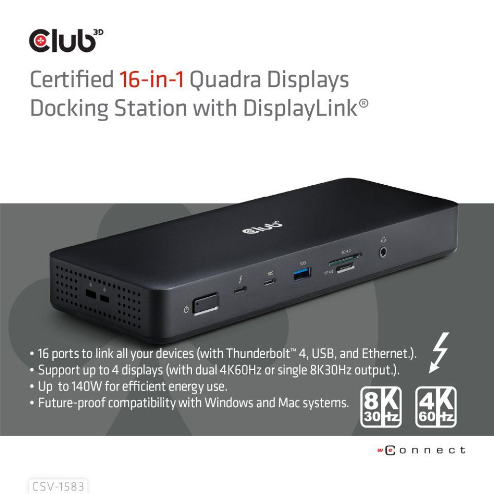 NB ACC DOCKING STATION 16IN1/THUNDERBOLT CSV-1583 CLUB3D NB ACC DOCKING STATION 16IN1/THUNDERBOLT CSV-1583 CLUB3D