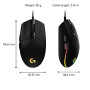 MOUSE USB OPTICAL G203/BLACK 910-005796 LOGITECH