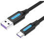 CABLE USB-C TO USB2.0/1M PVC BLACK CORBF VENTION