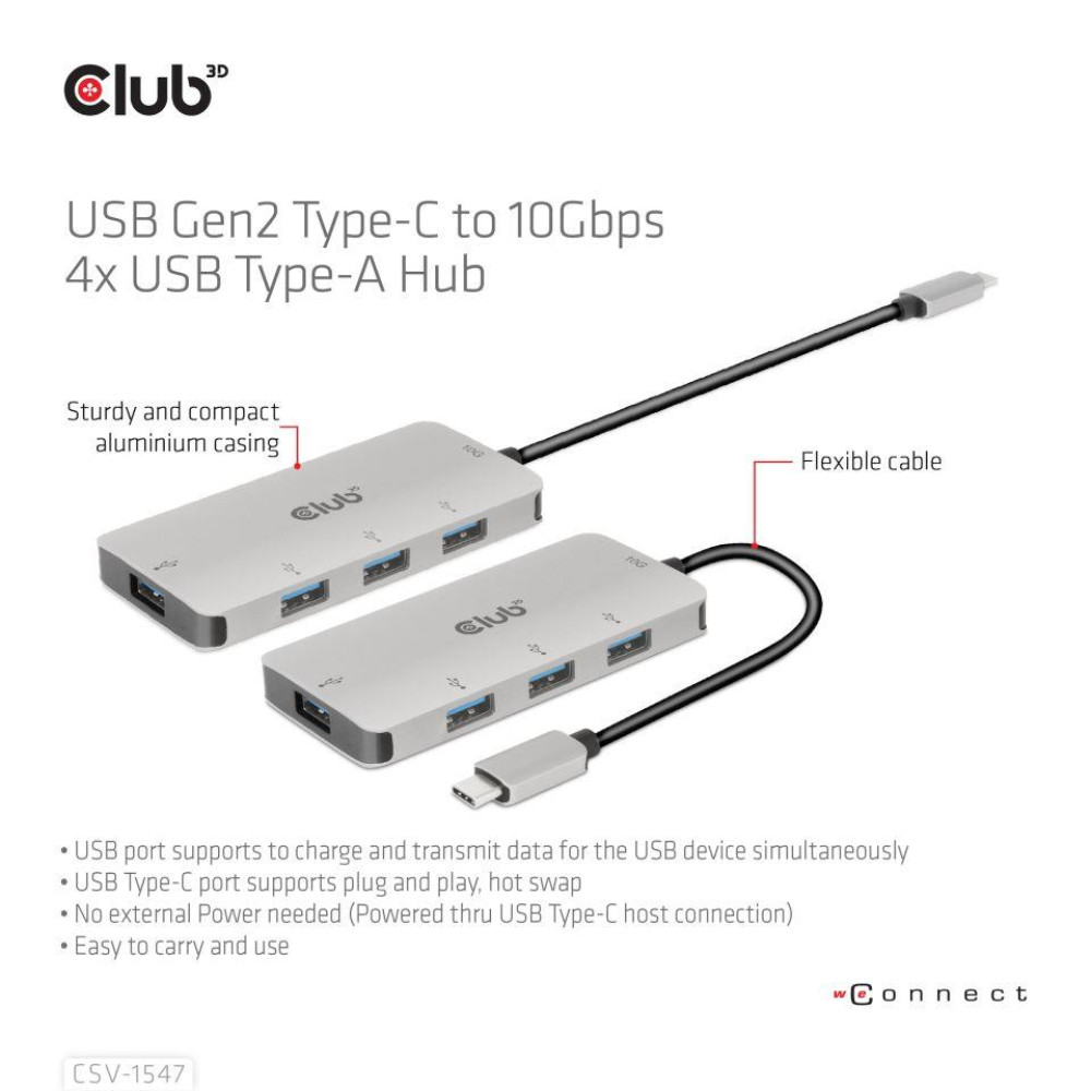 I/O HUB USB-C TO USB 4PORT/M/F CSV-1547 CLUB3D I/O HUB USB-C TO USB 4PORT/M/F CSV-1547 CLUB3D