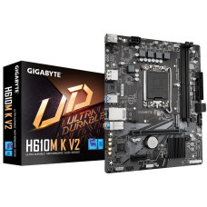 Mainboard, GIGABYTE, Intel H610, LGA1700, Micro-ATX, Memory DDR5, Memory slots 2, 1xPCI-Express 3.0 1x, 1xPCI-Express 4.0 16x, 1xM.2, 1xHDMI, 1xDisplayPort, 4xUSB 2.0, 2xUSB 3.2, 1xPS/2, 1xRJ45, 3xAudio port, H610MKV2