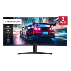 LCD Monitor, THOMSON, 34 , 3440 x 1440 pixels, UltraWide Quad HD, LCD, Curved, M34QG7Y14C