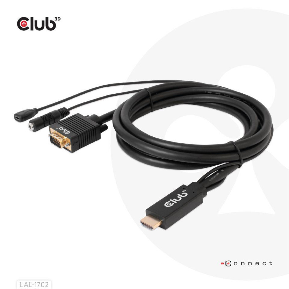 CABLE HDMI TO VGA 2M/M/M CAC-1712 CLUB3D CABLE HDMI TO VGA 2M/M/M CAC-1712 CLUB3D