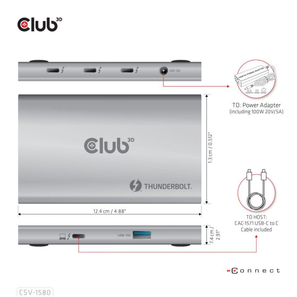 I/O HUB 5IN1 THUNDERBOLT/CSV-1580 CLUB3D I/O HUB 5IN1 THUNDERBOLT/CSV-1580 CLUB3D