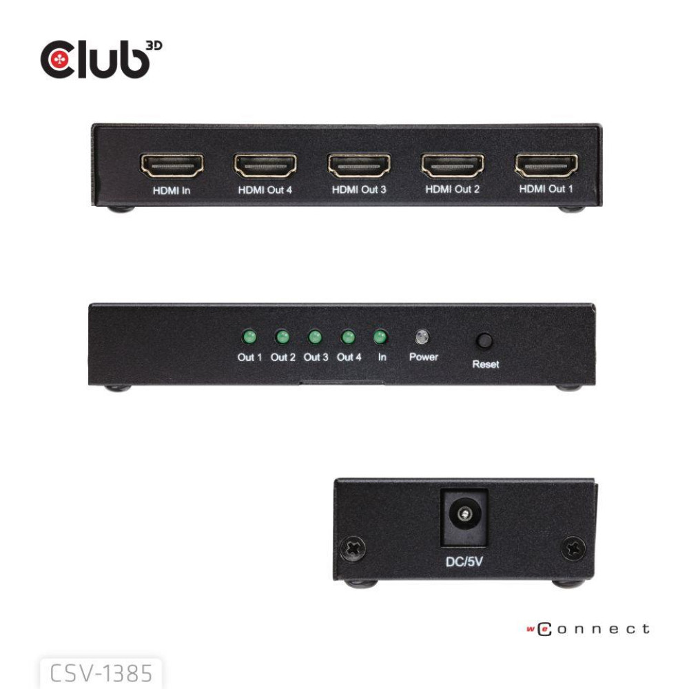 I/O VIDEO SPLITTER HDMI 4PORT/4K 120HZ CSV-1385 CLUB3D I/O VIDEO SPLITTER HDMI 4PORT/4K 120HZ CSV-1385 CLUB3D