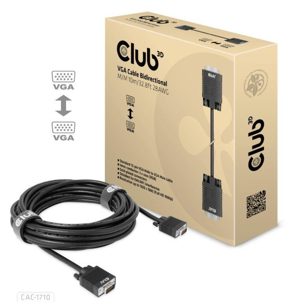 CABLE VGA TO VGA 10M/M/M CAC-1710 CLUB3D CABLE VGA TO VGA 10M/M/M CAC-1710 CLUB3D