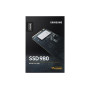 SSD, SAMSUNG, 980, 250GB, M.2, PCIE, NVMe, MLC, Write speed 1300 MBytes/sec, Read speed 2900 MBytes/sec, 2.38mm, TBW 150 TB, MTBF 1500000 hours, MZ-V8V250BW