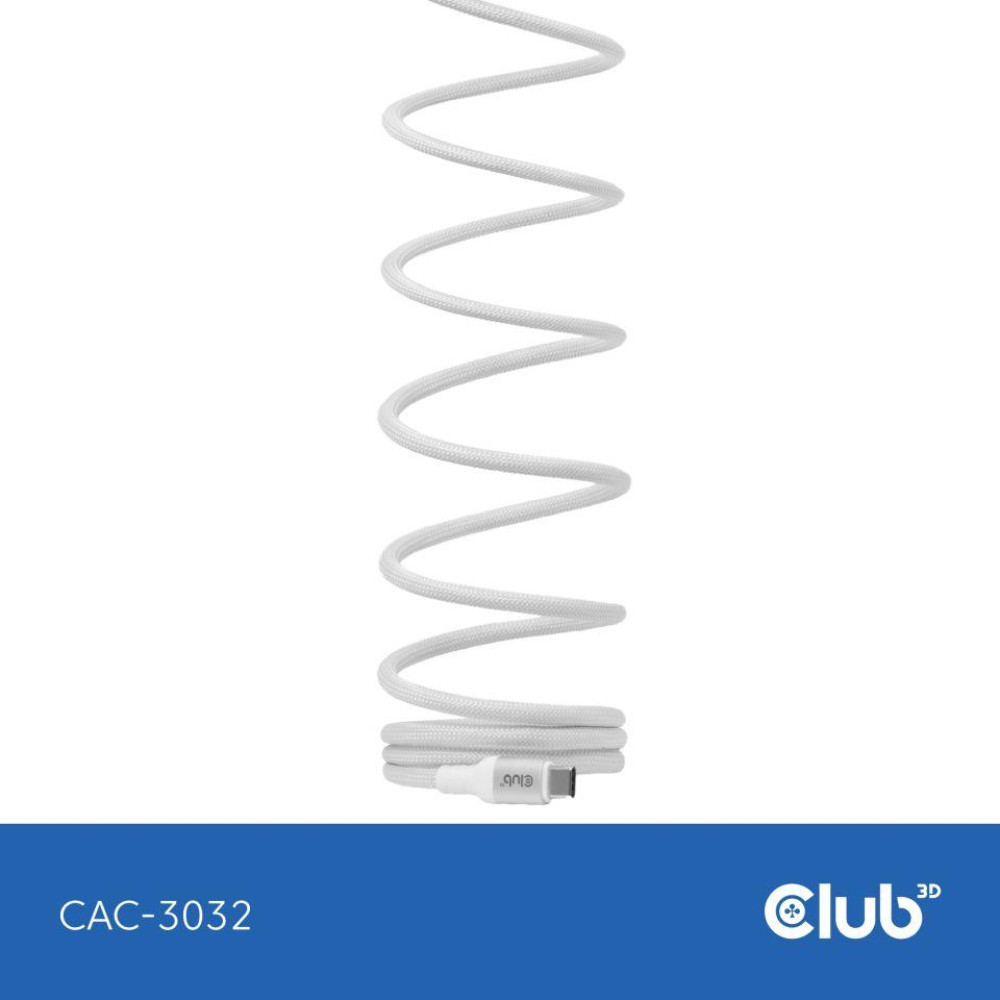 CABLE USB-C TO USB-C 2M/MAGNETIC WHITE CAC-3032 CLUB3D CABLE USB-C TO USB-C 2M/MAGNETIC WHITE CAC-3032 CLUB3D