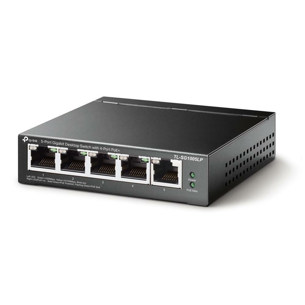 Switch,TP-LINK,TL-SG1005LP,Desktop/pedestal,5x10Base-T / 100Base-TX / 1000Base-T,PoE ports 1,TL-SG1005LP