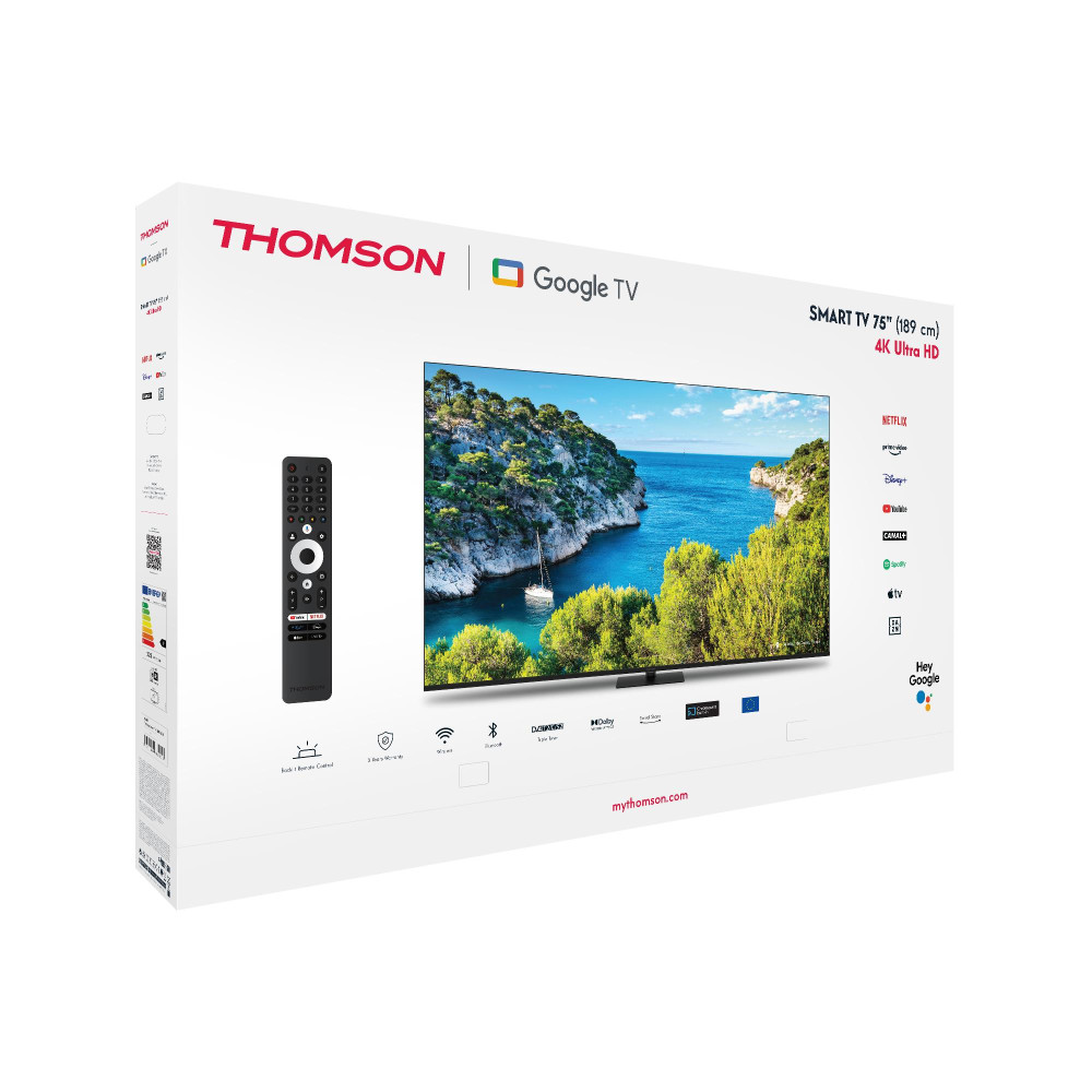 TV Set, THOMSON, 75, 4K/Smart, 3840x2160, Wireless LAN, Bluetooth, Google TV, Black, 75UG5C14 TV Set, THOMSON, 75, 4K/Smart, 3840x2160, Wireless LAN, Bluetooth, Google TV, Black, 75UG5C14