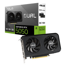 Graphics Card, ASUS, NVIDIA GeForce RTX 5050, 8 GB, GDDR6, 128 bit, PCIE 5.0 16x, Dual Slot Fansink, DUAL-RTX5050-O8G