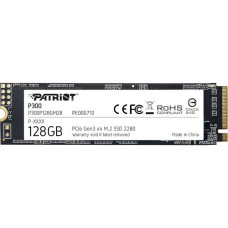 SSD, PATRIOT, P300, 128GB, M.2, PCIE, NVMe, 3D NAND, Write speed 600 MBytes/sec, Read speed 1600 MBytes/sec, 3.8mm, TBW 60 TB, P300P128GM28