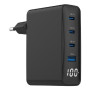 CHARGER USB 100W 4PORT GAN/TA-UC-PDQC100LCD-01-BK GEMBIRD