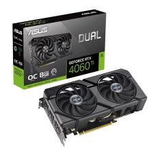 Graphics Card, ASUS, NVIDIA GeForce RTX 4060 Ti, 8 GB, GDDR6, 128 bit, PCIE 4.0 16x, GPU 2565 MHz, Dual Slot Fansink, 1xHDMI, 3xDisplayPort, DUAL-RTX4060TI-O8G-EVO