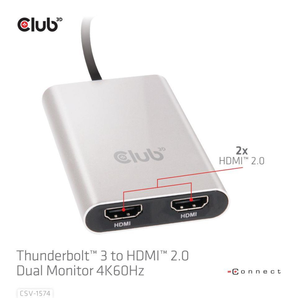 I/O ADAPTER THUNDERBOLT / HDMI/DUAL CSV-1574 CLUB3D I/O ADAPTER THUNDERBOLT / HDMI/DUAL CSV-1574 CLUB3D