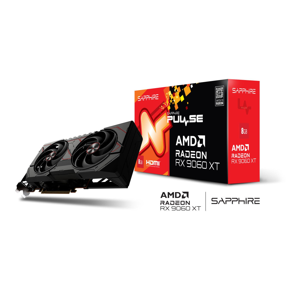 Graphics Card, SAPPHIRE, AMD Radeon RX 9060 XT, 8 GB, GDDR6, 128 bit, PCIE 5.0 16x, GPU 2700 MHz, Dual Slot Fansink, 2xHDMI, 1xDisplayPort, 11350-04-20G Graphics Card, SAPPHIRE, AMD Radeon RX 9060 XT, 8 GB, GDDR6, 128 bit, PCIE 5.0 16x, GPU 2700 MHz, Dual Slot Fansink, 2xHDMI, 1xDisplayPort, 11350-04-20G
