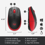 MOUSE USB OPTICAL WRL M190/RED 910-005908 LOGITECH