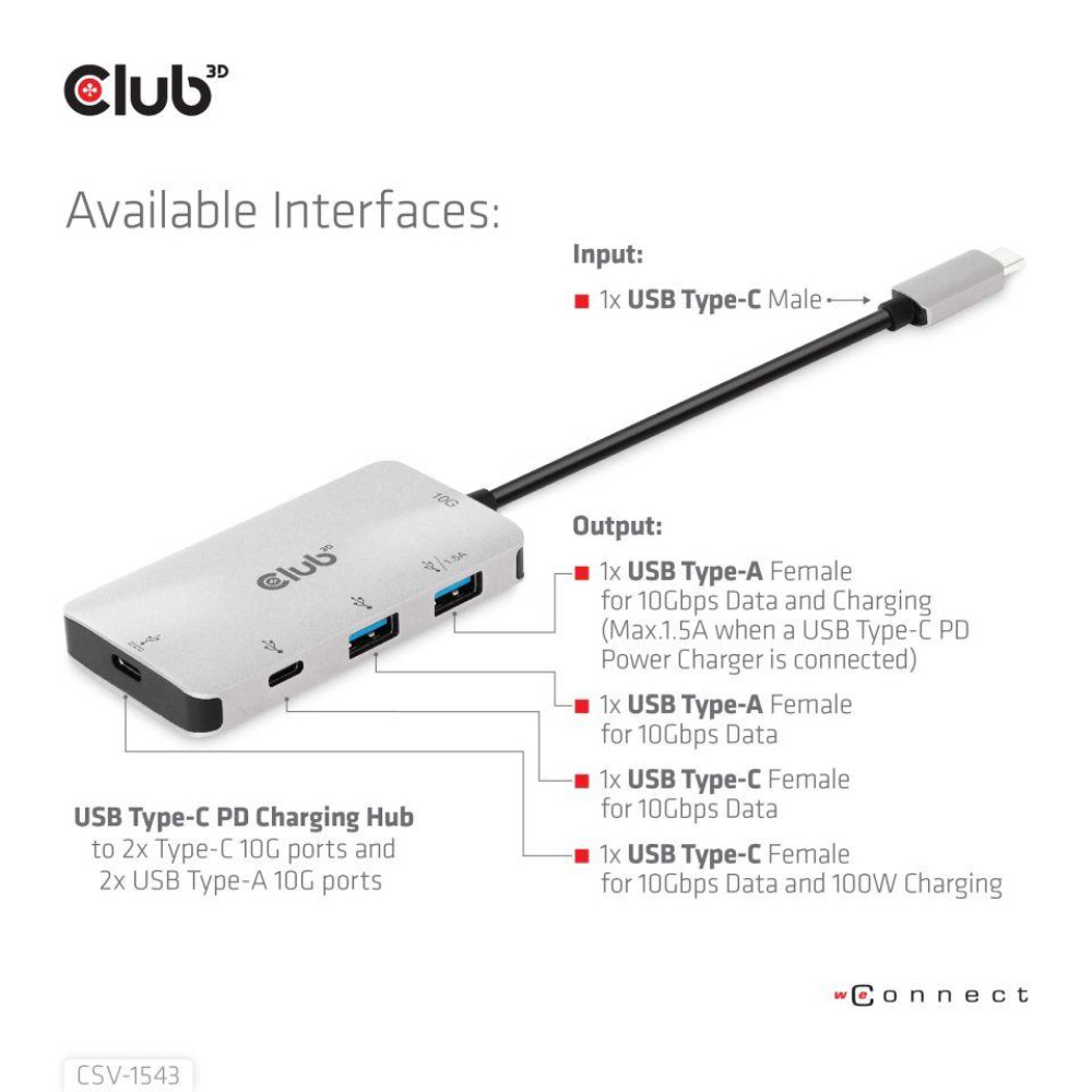 I/O HUB USB-C PD CHARGING/CSV-1543 CLUB3D I/O HUB USB-C PD CHARGING/CSV-1543 CLUB3D