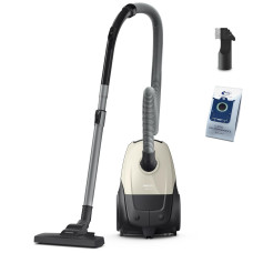 Vacuum Cleaner, PHILIPS, Input power 800 W, Dust capacity 3 L, Cylinder vacuum, Cleaning type Dry, Dust container Dust bag, Colour Black/Beige, XD1101/10