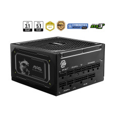 Power Supply, MSI, MAG A1000GL PCIE5 II, ATX 3.1, 1000 Watts, Efficiency 80 PLUS GOLD, PFC Active, MAGA1000GLPCIE5II