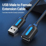 CABLE USB2.0 MALE TO FEMALE/2M BLACK CBIBH VENTION