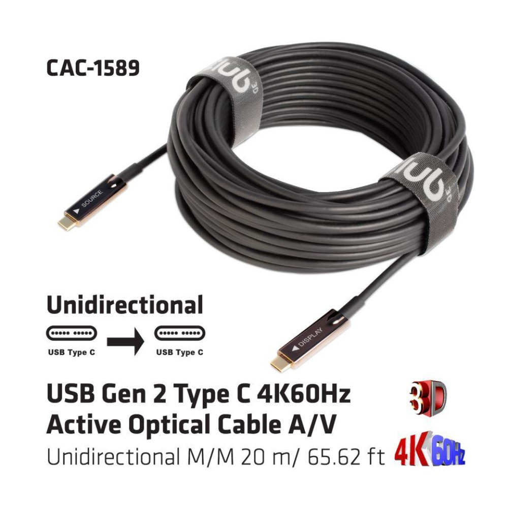 CABLE USB-C 20M/M/M CAC-1589 CLUB3D CABLE USB-C 20M/M/M CAC-1589 CLUB3D