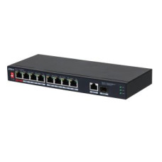 Switch, DAHUA, PFS3110-8ET1GT1GF-96, Desktop/pedestal, 8x10Base-T / 100Base-TX, 1x10Base-T / 100Base-TX / 1000Base-T, 2x1000Base-T, PoE ports 8, 96 Watts, DH-PFS3110-8ET1GT1GF-96