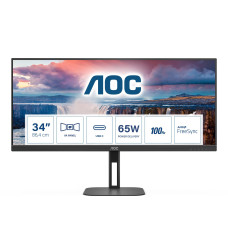 LCD Monitor, AOC, 34 , 3440 x 1440 pixels, UltraWide Quad HD, Native aspect ratio 21:9, LCD, Flat, U34V5C/BK
