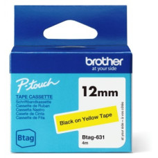 BROTHER BTAG631 12MM BLACK ON YELLOW TAPE