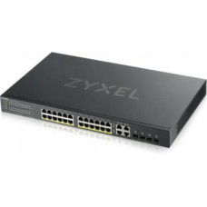 ZYXEL GS1920-24HPV2, 28 PORT SMART MANAGED POE SWITCH 24X GIGABIT COPPER POE AND 4X GIGABIT DUAL PERS., HYBRID MODE, STANDALONE OR NEBULAFLEX CLOUD, 375 WATT POE