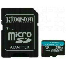 KINGSTON 256GB CANVAS GO! PLUS MICROSD CL10 UHS-I U3 W ADAPTER