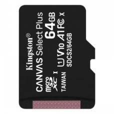 KINGSTON 64GB MICROSDHC CANVAS SELECT PLUS 100R SINGLE PACK W/O ADAPTER