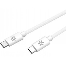 CELLY USBCUSBCCOTT - USB-C TO USB-C COTTON BRAIDED CABLE WHITE (POWER DELIVERY)