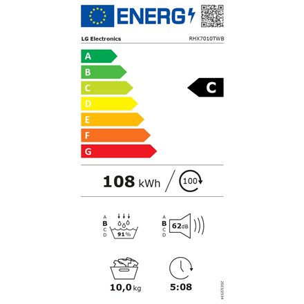 LG Dryer Machine , RHX7010TWB , Energy efficiency