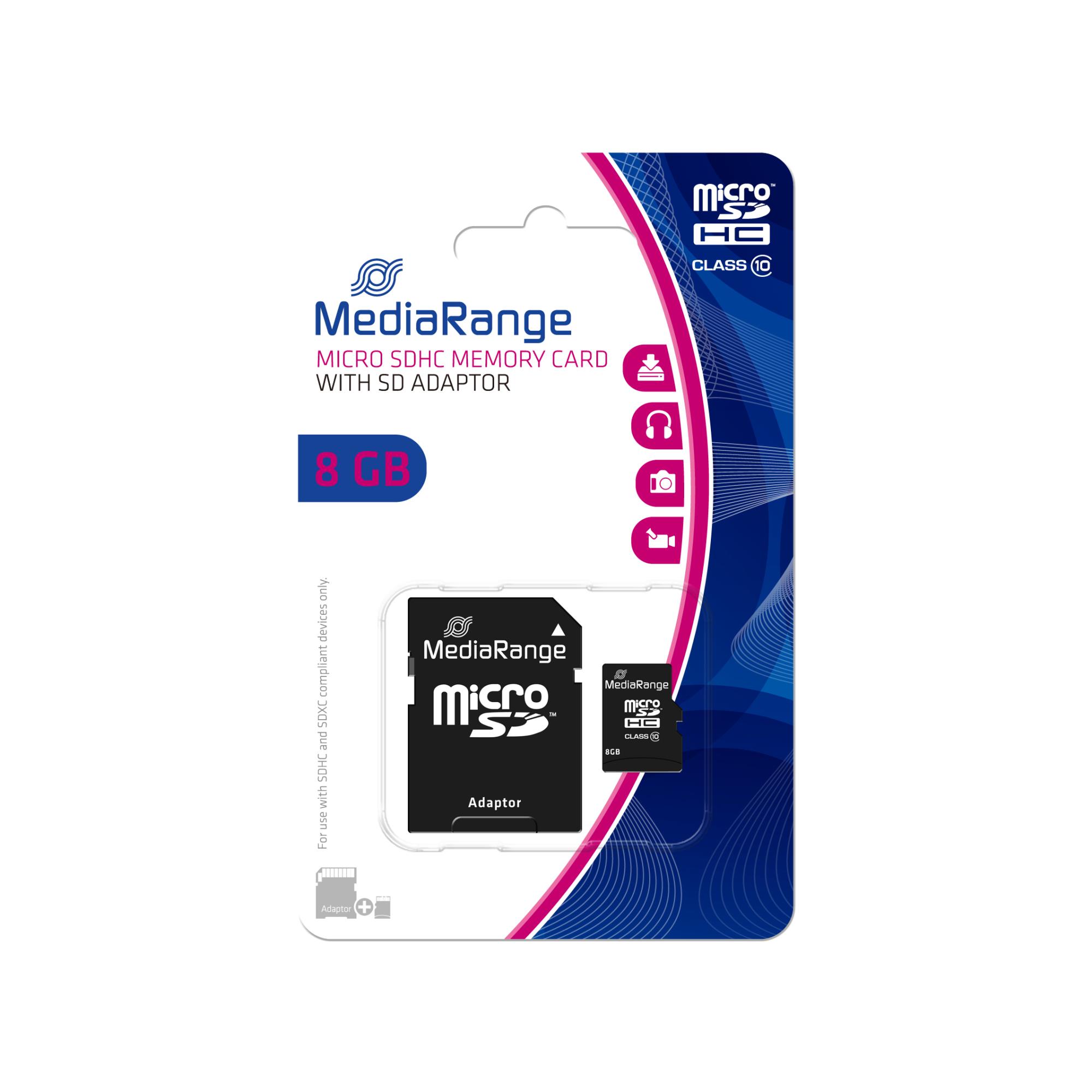 MEMORY MICRO SDHC 8GB C10/W/ADAPTER MR957