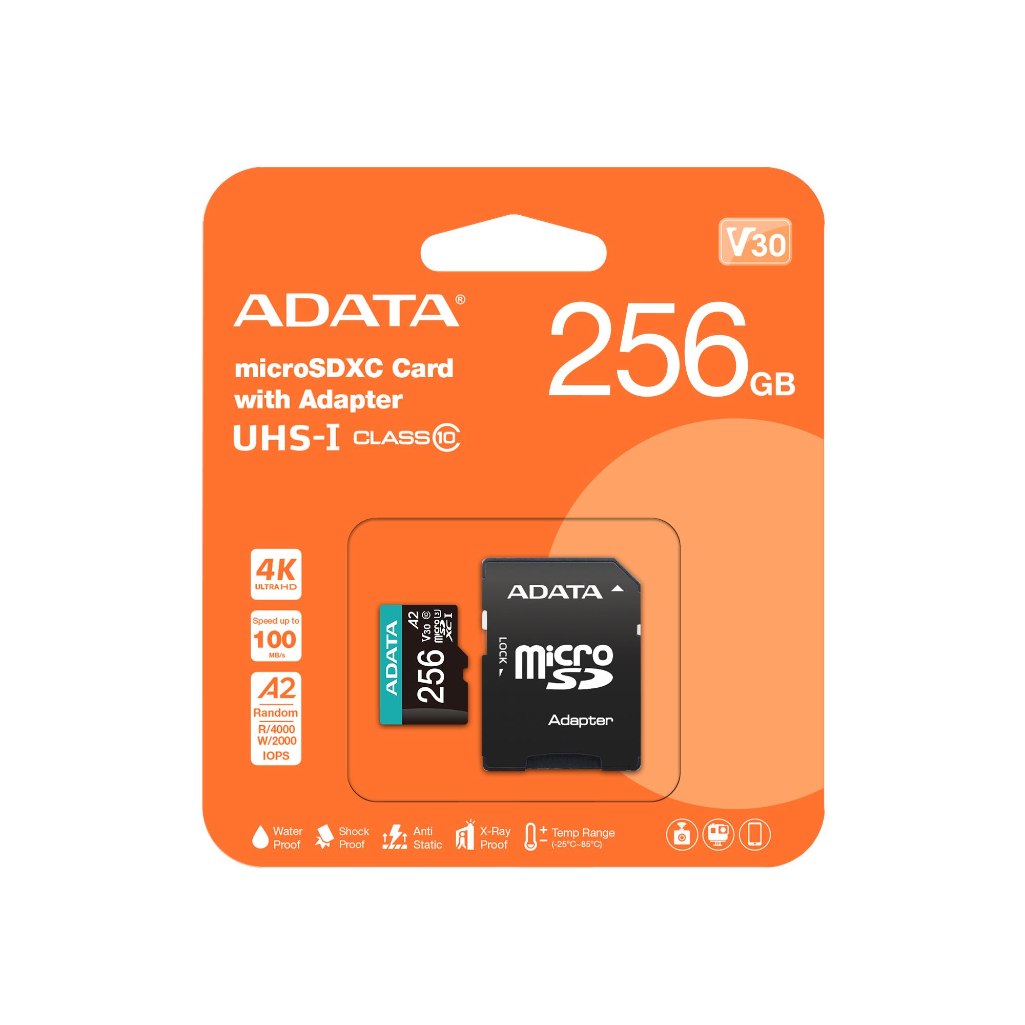 MEMORY MICRO SDXC 256GB W/AD./AUSDX256GUI3V30SA2-RA1