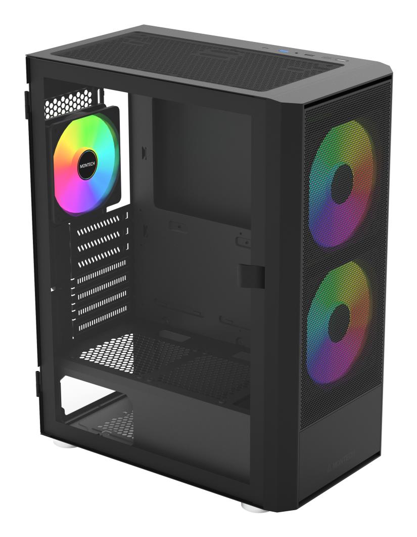 Case, MONTECH, ATX/micro ATX/Mini-ITX, Black, Midi