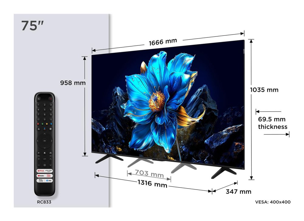 TV Set, TCL, 75 , 4K Ultra