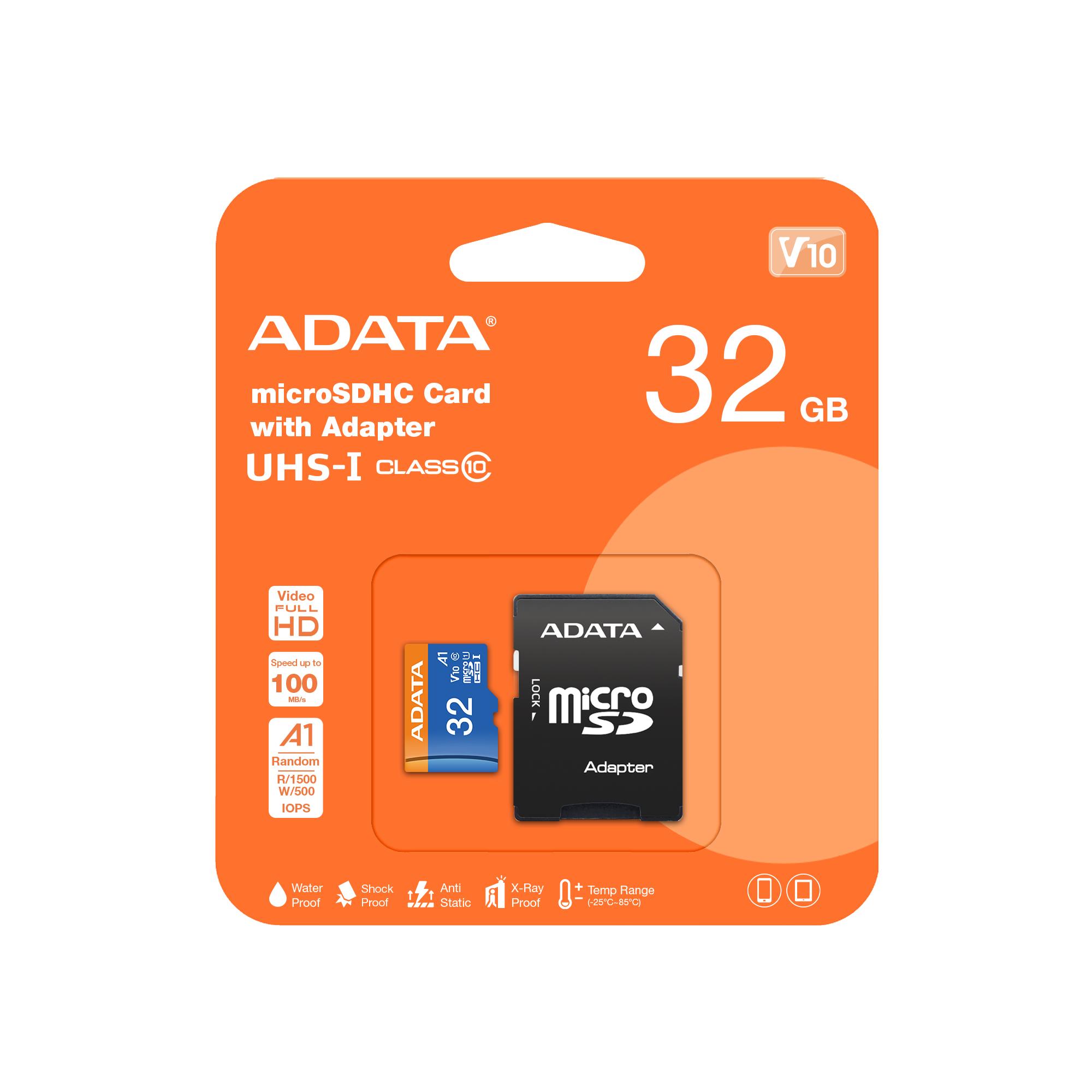 MEMORY MICRO SDHC 32GB W/ADAP./AUSDH32GUICL10A1-RA1