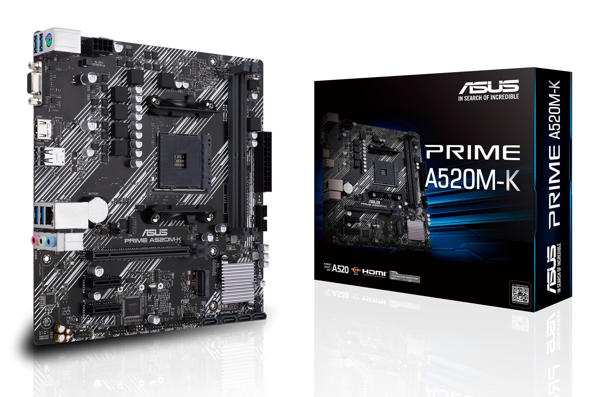 Mainboard, ASUS, AMD A520, SAM4, MicroATX