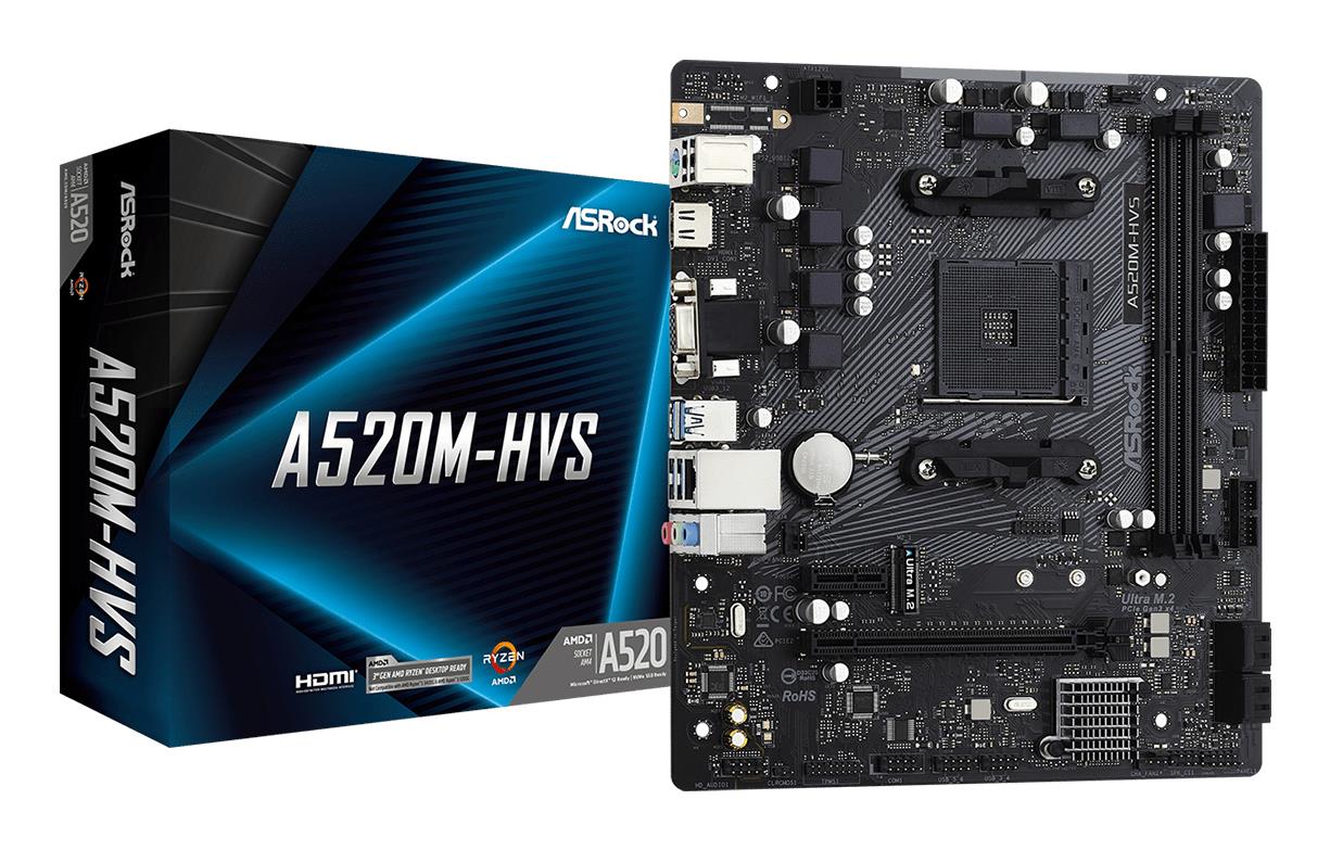 Mainboard, ASROCK, AMD A520, SAM4, Micro-ATX